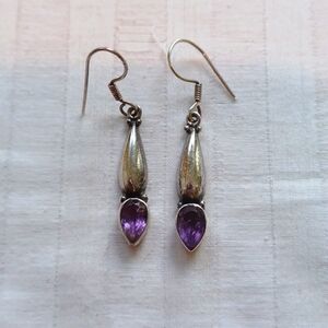 Sterling silver & purple amethyst drop earrings February birthstone